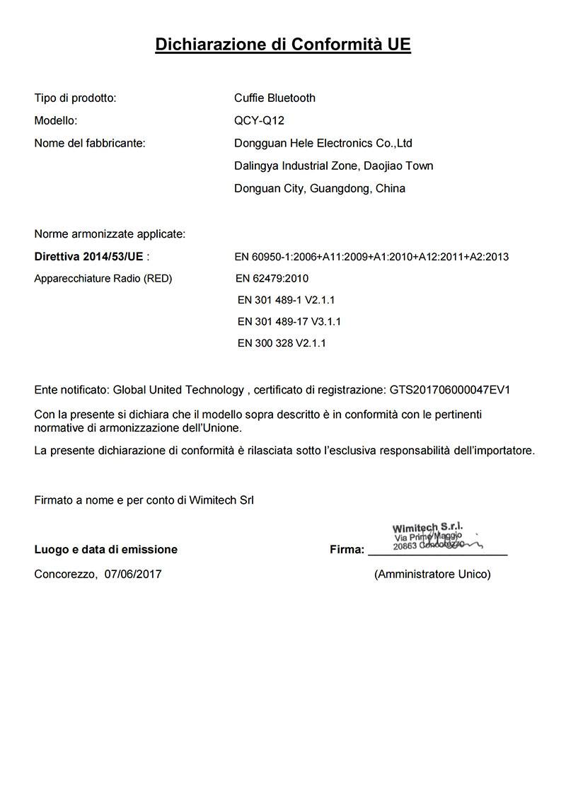 Dichiarazione di Conformità UE - Q12